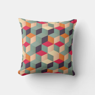Geometric seamless pattern with colourful squares cushion