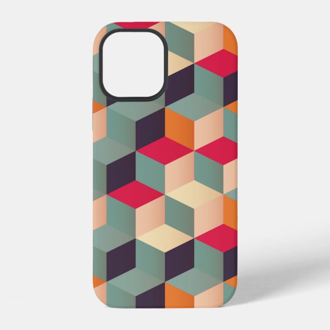 Geometric seamless pattern with colourful squares  iPhone case (Back)