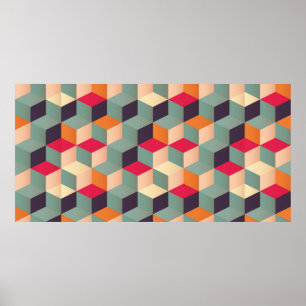 Geometric seamless pattern with colourful squares  poster