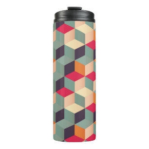 Geometric seamless pattern with colourful squares thermal tumbler