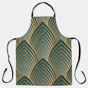 Geometric seamless pattern with golden and green c apron