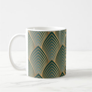 Geometric seamless pattern with golden and green c coffee mug
