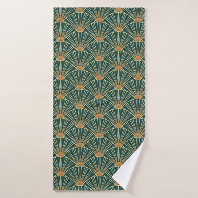 Geometric seamless pattern with golden lines. Gree Bath Towel (Bath Towel)