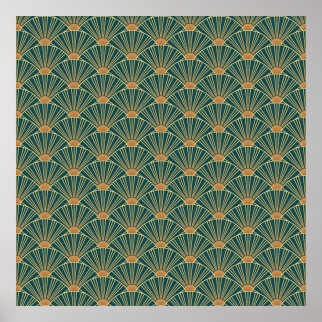 Geometric seamless pattern with golden lines. Gree Poster (Front)