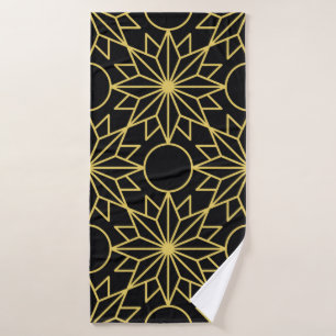 Geometric seamless pattern with stylised golden wi bath towel