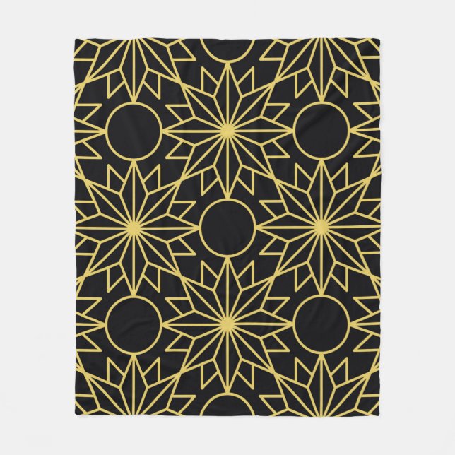 Geometric seamless pattern with stylised golden wi fleece blanket (Front)