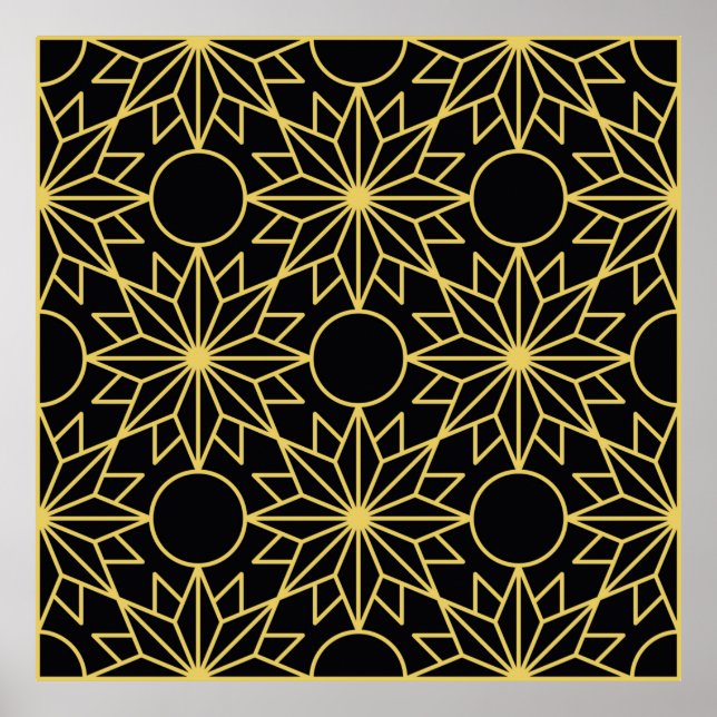 Geometric seamless pattern with stylised golden wi poster (Front)