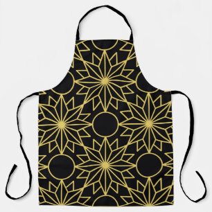 Geometric seamless pattern with stylized golden wi apron