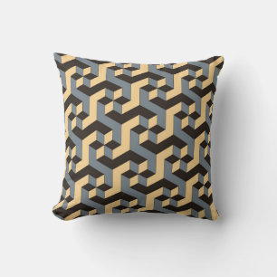 geometric seamless tile with complex rotating cubi cushion