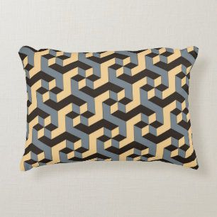geometric seamless tile with complex rotating cubi decorative cushion