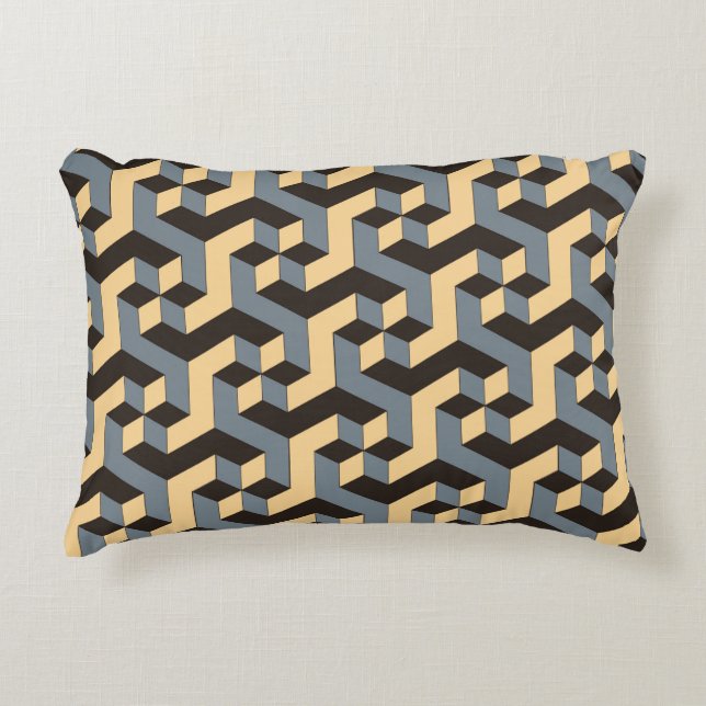 geometric seamless tile with complex rotating cubi decorative cushion (Front)