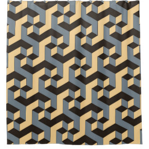geometric seamless tile with complex rotating cubi shower curtain