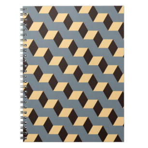 geometric seamless tile with cubic stairs in silve notebook