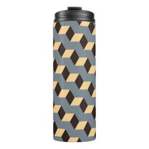 geometric seamless tile with cubic stairs in silve thermal tumbler