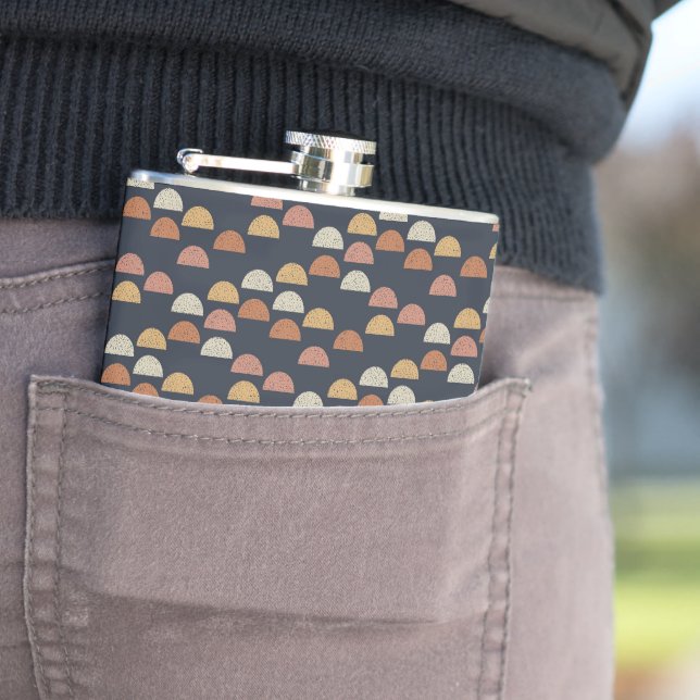 Geometric Semi Circle Pattern Hip Flask (In Situ)