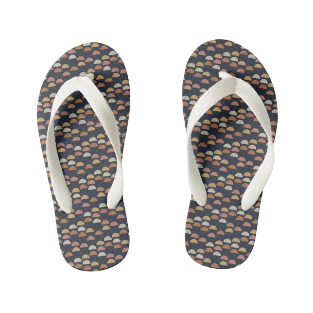 Geometric Semi Circle Pattern Kid's Flip Flops (Footbed)