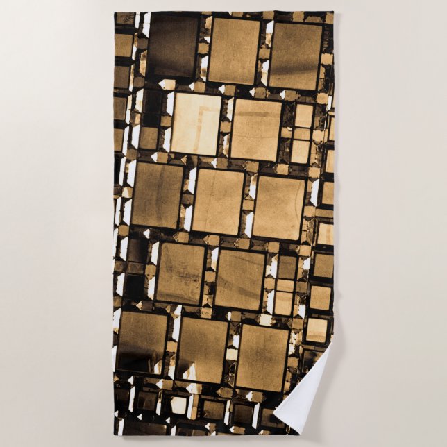 Geometric Sepia Mirrors Beach Towel (Front)