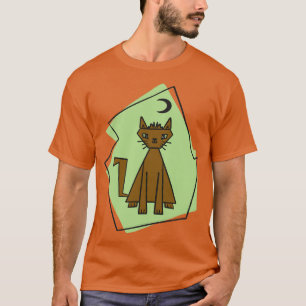 Geometric shape cut cat with black half moon T-Shirt
