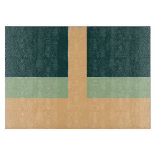 Geometric Shapes Abstract Art Green Apricot Colors Cutting Board