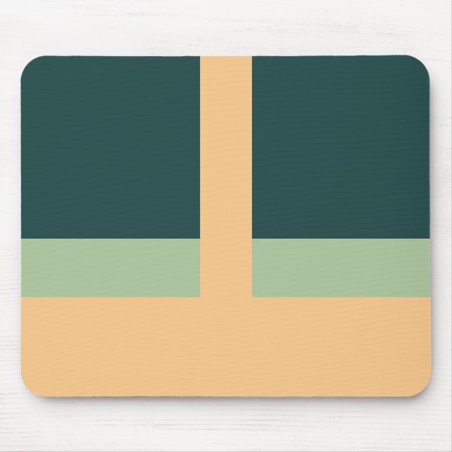 Geometric Shapes Abstract Art Green Apricot Colors Mouse Mat (Front)