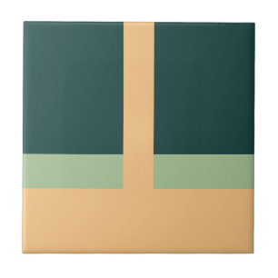 Geometric Shapes Abstract Art Green Apricot Colors Tile