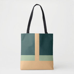 Geometric Shapes Abstract Art Green Apricot Colors Tote Bag