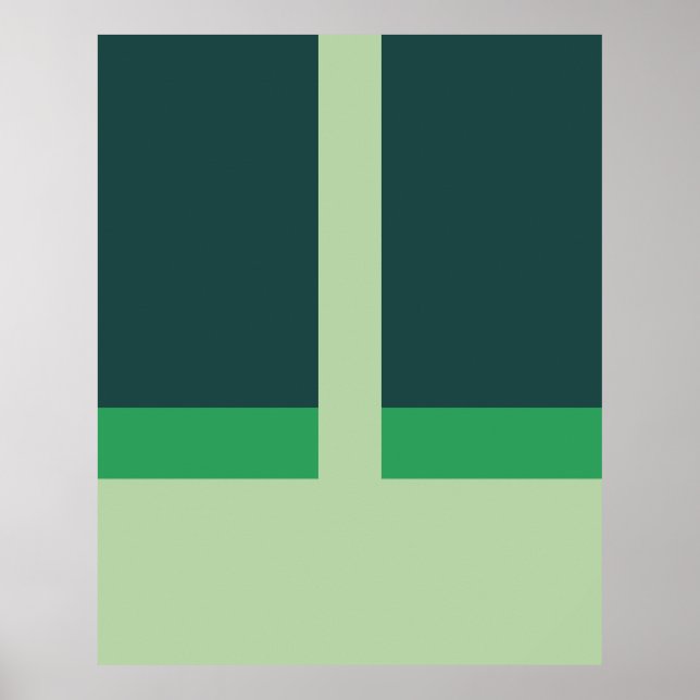 Geometric Shapes Abstract Art Green Colors Poster (Front)