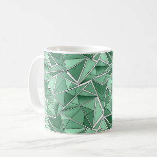 Geometric shapes abstract green pattern coffee mug