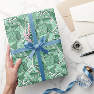 Geometric shapes abstract green pattern  wrapping paper