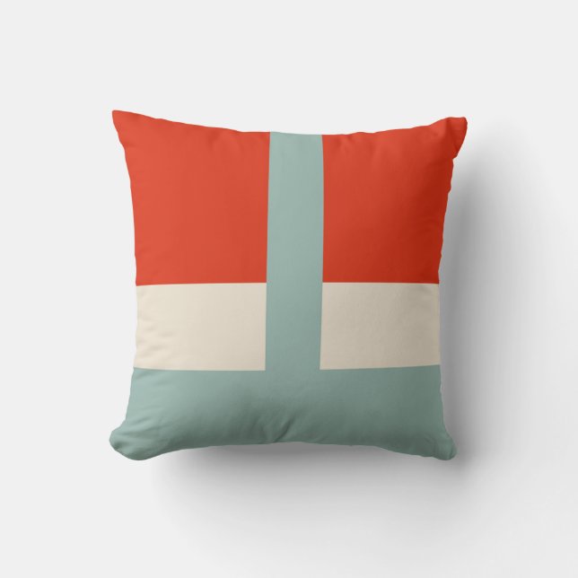 Geometric Shapes Abstract Red Gray Cushion (Front)