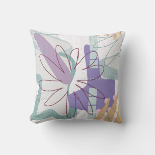Geometric shapes and flowers on white. cushion