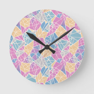 Geometric Shapes and Lines in Pastel Colour Round Clock