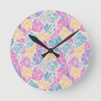 Geometric Shapes and Lines in Pastel Colour Round Clock