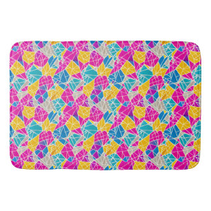 Geometric Shapes and Lines in Vibrant Color Bath Mat