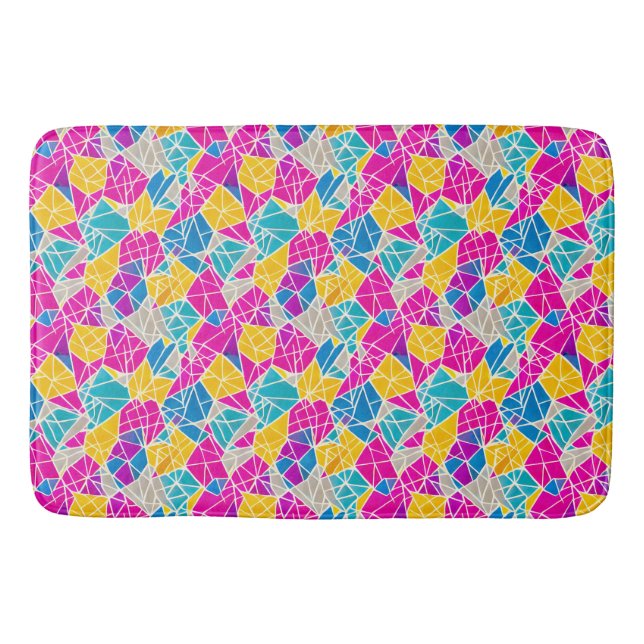 Geometric Shapes and Lines in Vibrant Colour Bath Mat (Front)