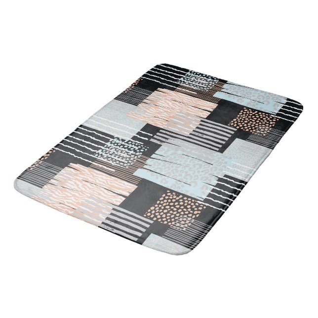 Geometric shapes and stripes bath mat (Angled)