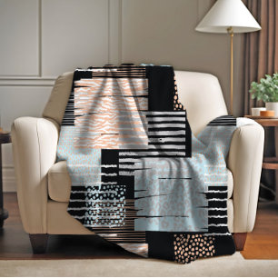 Geometric shapes and stripes fleece blanket