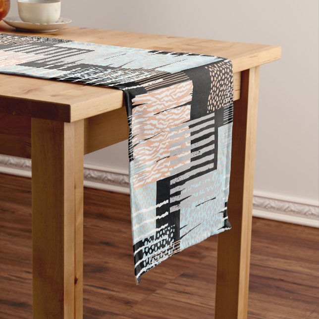 Geometric shapes and stripes short table runner (In Situ)