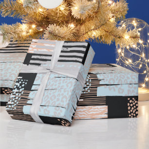 Geometric shapes and stripes wrapping paper