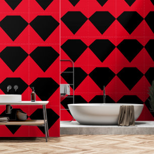 Geometric Shapes Black Red Diamond Wallpaper