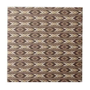 Geometric Shapes Boho Ethnic Brown Rhombuses Tile