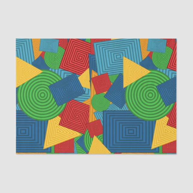 Geometric Shapes Collage (Bright Colours) Tissue Paper (Front)
