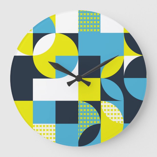 Geometric shapes, colourful abstract background. large clock (Front)