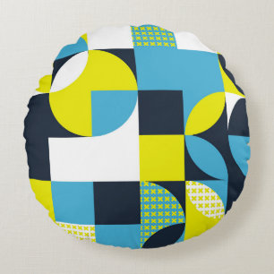 Geometric shapes, colourful abstract background. round cushion