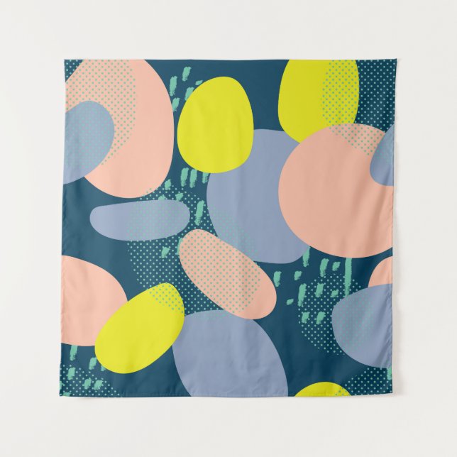Geometric Shapes: Colourful Memphis Style Tapestry (Front)