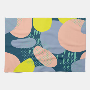 Geometric Shapes: Colourful Memphis Style Tea Towel