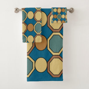 Geometric Shapes Colourful Mid Century Modern Bath Towel Set