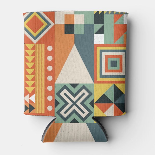 Geometric shapes, flat simple background. can cooler (Front)