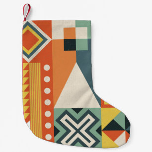 Geometric shapes, flat simple background. small christmas stocking