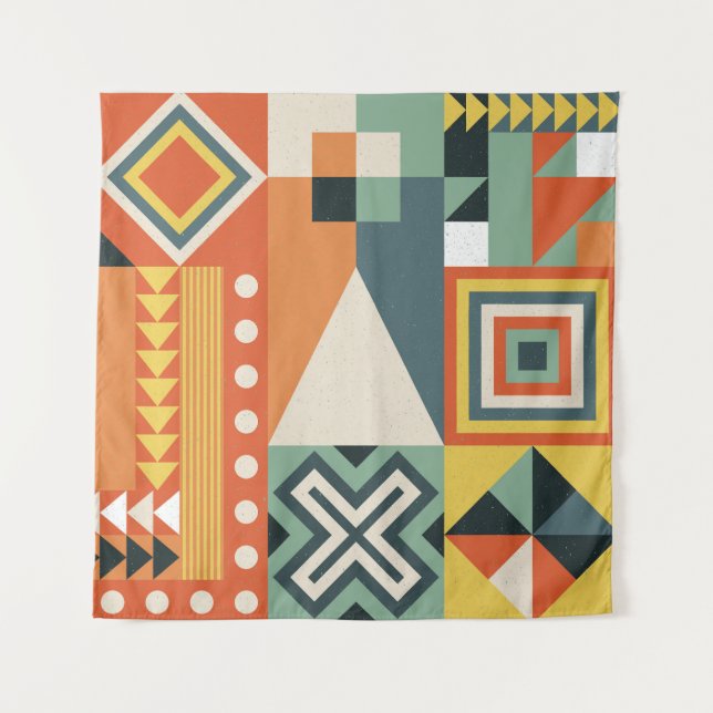 Geometric shapes, flat simple background. tapestry (Front)